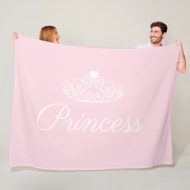 Cute Glamorous Girly Pink Princess Tiara Fleece Blanket (In Situ)