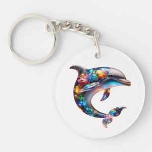Cute Glassy Dolphin Art Keychain