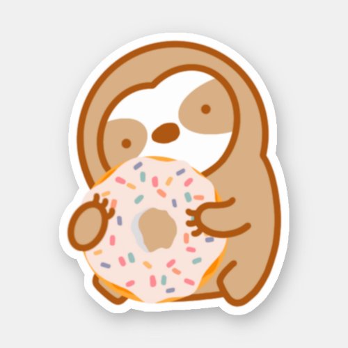 Cute Glazed Donut Lover Sloth  Sticker