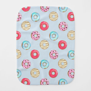Cute Glazed Doughnut Pattern Light Blue Baby Burp Cloth