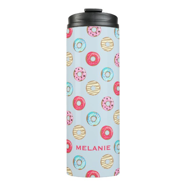 Cute Glazed Doughnut Pattern Personalised Thermal Tumbler (Front)
