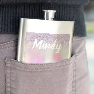 Cute Glitter and Sparkles Faux Hologram Flask