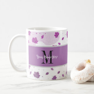 Cute Glitter Autumn Fall Leaves Pink Add Your Name Coffee Mug