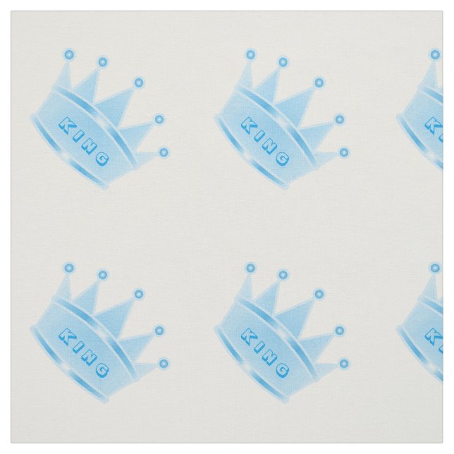 Cute Glitter Baby Blue Crown King Custom Fabric (Swatch)