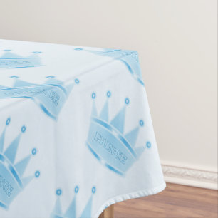 Cute Glitter Baby Blue Crown Prince Custom Tablecloth