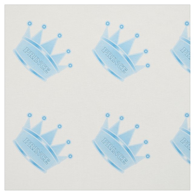 Cute Glitter Baby Blue Crown Prince Fabric (Swatch)