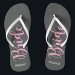Cute Glitter Bride, Gray  -Personalized Flip Flops<br><div class="desc">Cute  bride on gray  background  with your name. Select the costume button to change the fonts style, colour and size.Any girl would love to have this elegant and stylish design .</div>