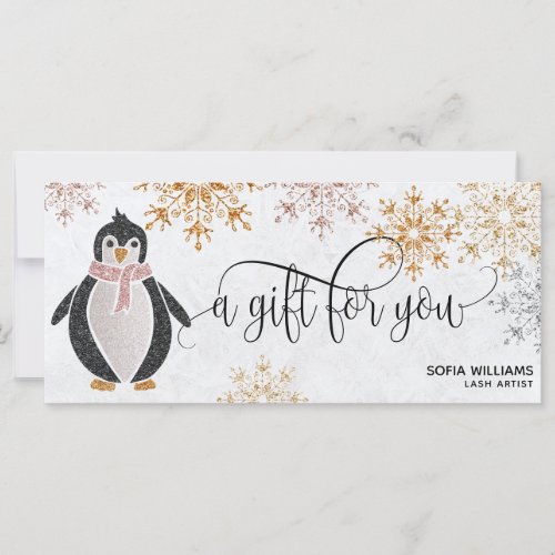 Cute Glitter Christmas Snowflakes Penguin