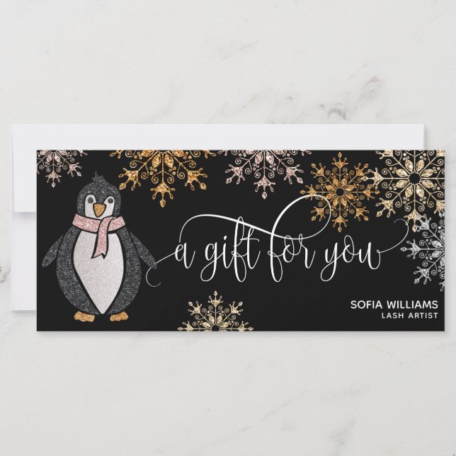 Cute Glitter Christmas Snowflakes Penguin (Front)