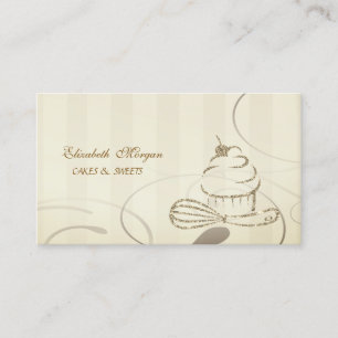 Cute Glitter Cupcake Whisk Bakery Business Card