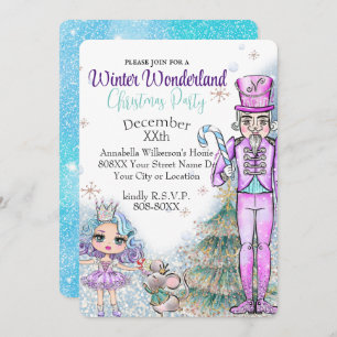 Cute Glitter Doll Nutcracker Christmas Party Invitation