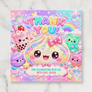 Cute Glitter Dumpling Bao Squishy Party Birthday Favor Tags
