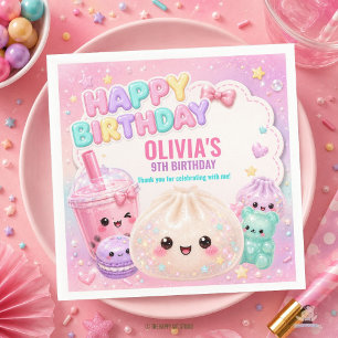 Cute Glitter Dumpling Bao Squishy Party Birthday Napkins