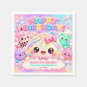 Cute Glitter Dumpling Bao Squishy Party Birthday Napkins
