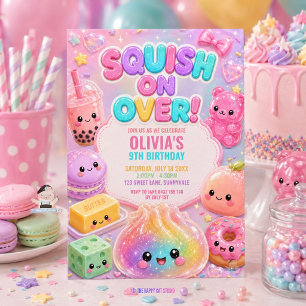 Cute Glitter Dumpling Squishy Party Birthday Invitation