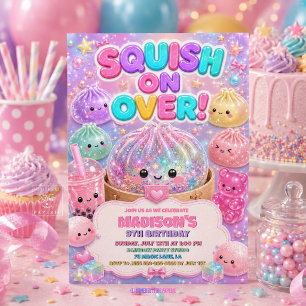 Cute Glitter Food Squishies Birthday Party Invitation