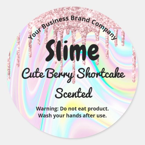 Cute Glitter Pastel Rainbow Swirl Product Label