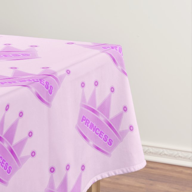 Cute Glitter Pink Baby Girl Crown Princess Custom Tablecloth (In Situ)