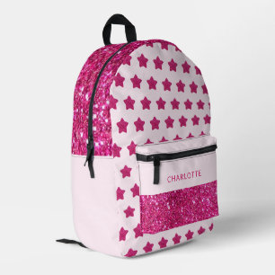 Cute Glitter Pink Back to school  Printed Backpack
