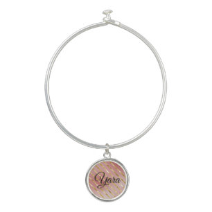 Cute Glitter Pink silver plated necklace Bangle Bracelet