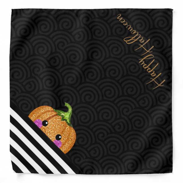 Cute Glitter Pumpkin Halloween Dog Bandana (Front)