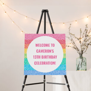 Cute Glitter Rainbow Colorful Birthday Welcome Foam Board