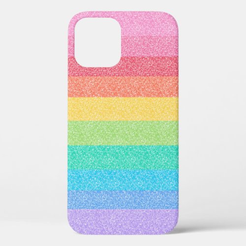 Cute Glitter Rainbow Stripes Colorful Pattern iPhone 12 Case