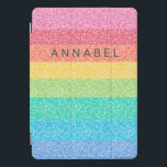 Cute Glitter Rainbow Stripes Colorful Pattern Name<br><div class="desc">Cute Glitter Rainbow Stripes Colorful Pattern Personalized Name Tablet Case</div>