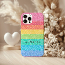 Cute Glitter Rainbow Stripes Colorful Pattern Name