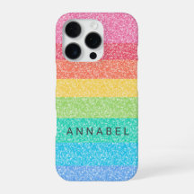 Cute Glitter Rainbow Stripes Colorful Pattern Name