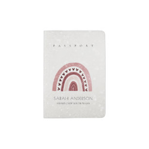 Cute Glitter Sparkle Pink Blush Rainbow Heart Passport Holder