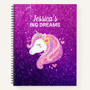 Cute Glitter Unicorn Journal Notebook