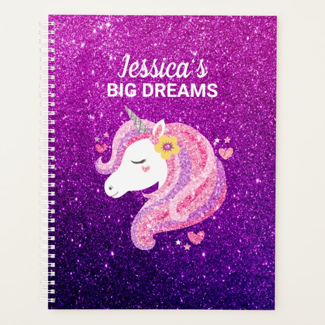 Cute Glitter Unicorn Journal  Planner (Front)