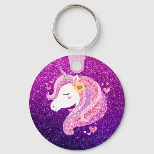 Cute Glitter Unicorn Keychain