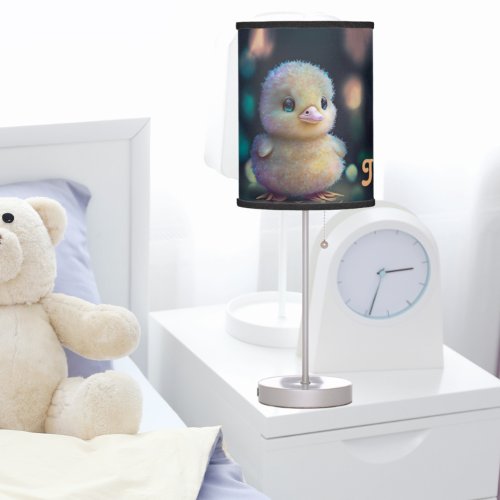 Cute Glitter Yellow Gold Duckling Name Personalize Table Lamp