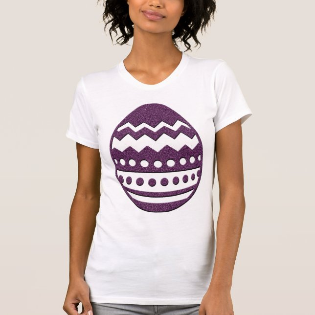 Cute Glittery Purple Easter Egg T Shirt (Front)