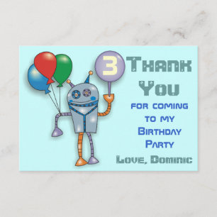 Cute Glossy Robot Personalized Thank You Cards