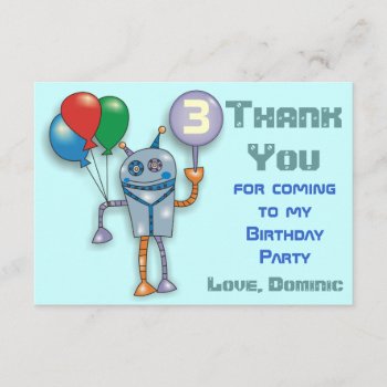 Cute Glossy Robot Personalized Thank You Cards by goodmoments at Zazzle