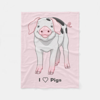 Cute Gloucestershire Old Spots Pig Fleece Blanket
