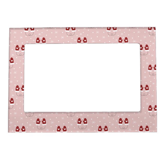 Cute Gloves and Snowflakes Pattern Magnetic Frame (Front)