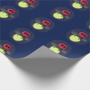 Cute glow bug firefly cartoon illustration wrapping paper