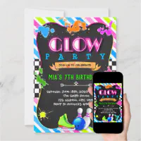 Glow Party Invitation Birthday Party - Custom Party Creations