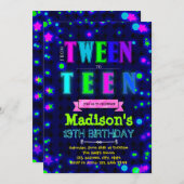Cute glow tween party birthday invitation (Front/Back)
