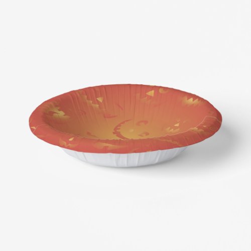 Cute Glowing Orange Halloween Pumpkins Paper Bowls