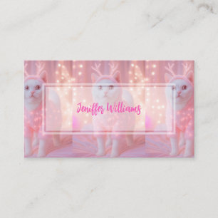 Cute Glowing Reindeer Kitty Winter Fantasy         Business Card