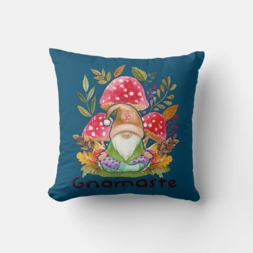 Cute Gnomaste Yoga Gnome Namaste Meditation Zen  Throw Pillow