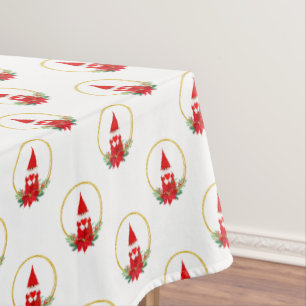 Cute Gnome and Christmas Wreath Pattern Tablecloth