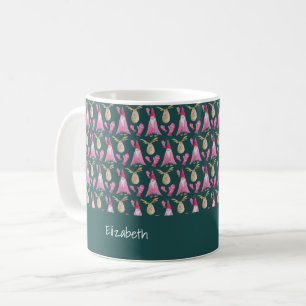 Cute Gnome And Reindeer With Pink Glove Coffee Mug