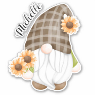 Cute Gnome and Sunflowers Sticker