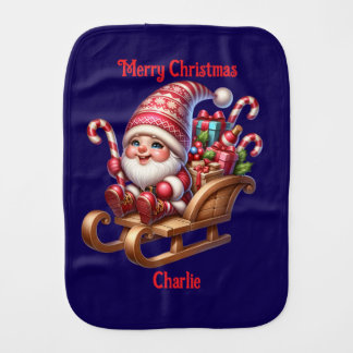 Cute gnome baby Christmas holiday Burp Cloth